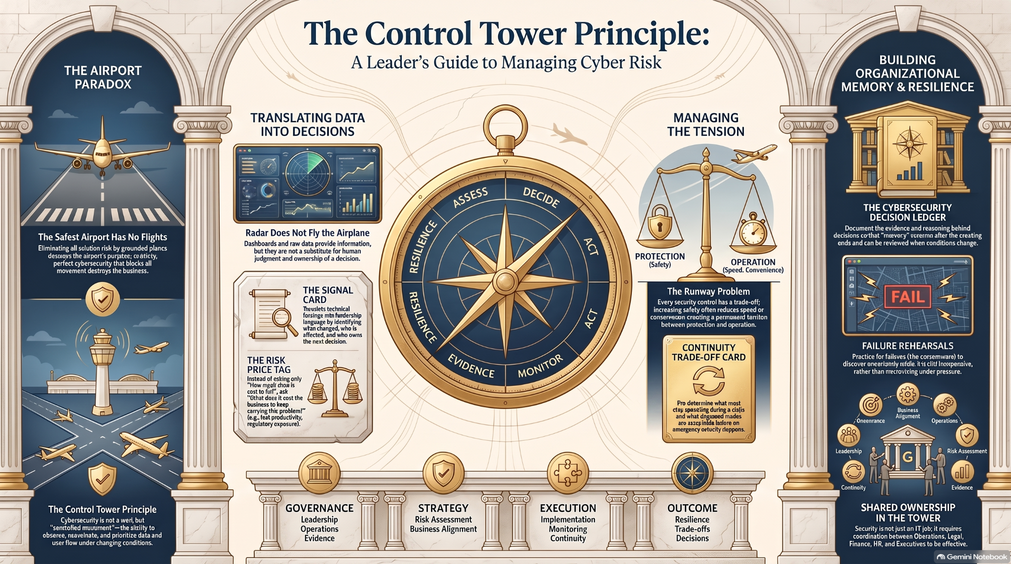 Control Tower Principle cybersecurity leadership infographic